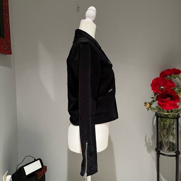 NEW Juicy Couture Corduroy Ribbed Structured Moto Jacket Asymmetrical Zip Black… - Picture 14 of 16